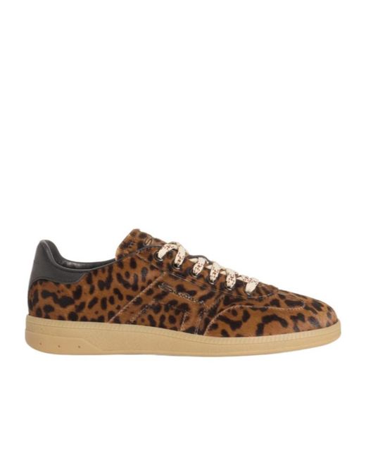 Santoni Brown Dbs Oly Leopard-Print Sneakers