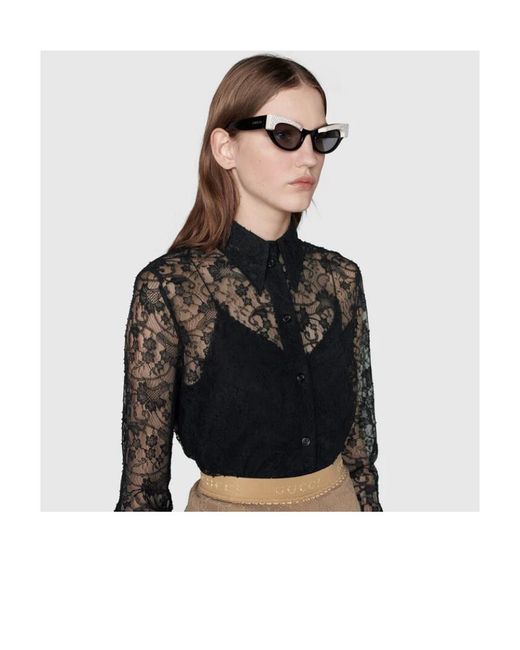 Gucci White Eyewear Cat-Eye Frame Sunglasses