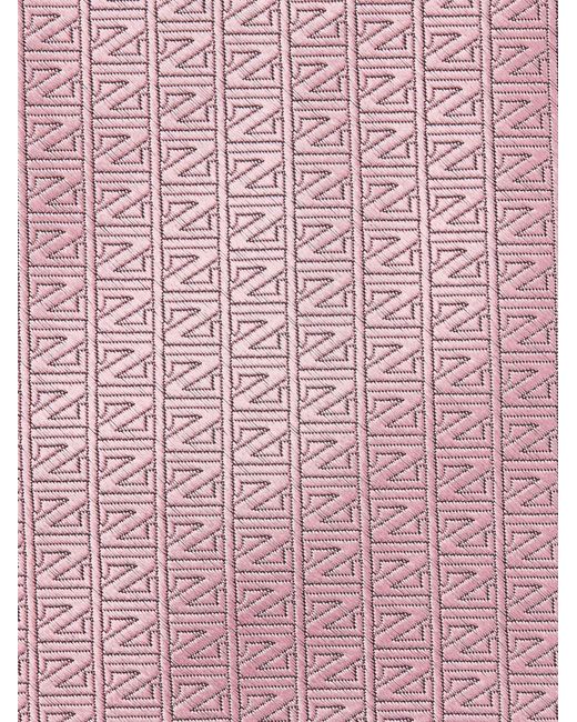 Zegna Pink Logo Embroidered Pointed Tip Tie for men