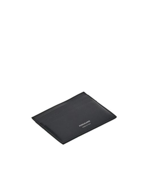 Ferragamo Black Logo Printed Card Holder for men