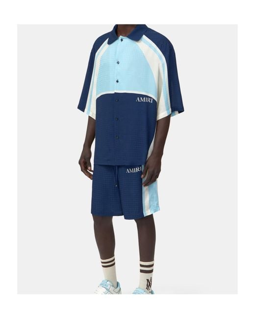 Amiri Blue Panel Oversized Camp Shirt for men