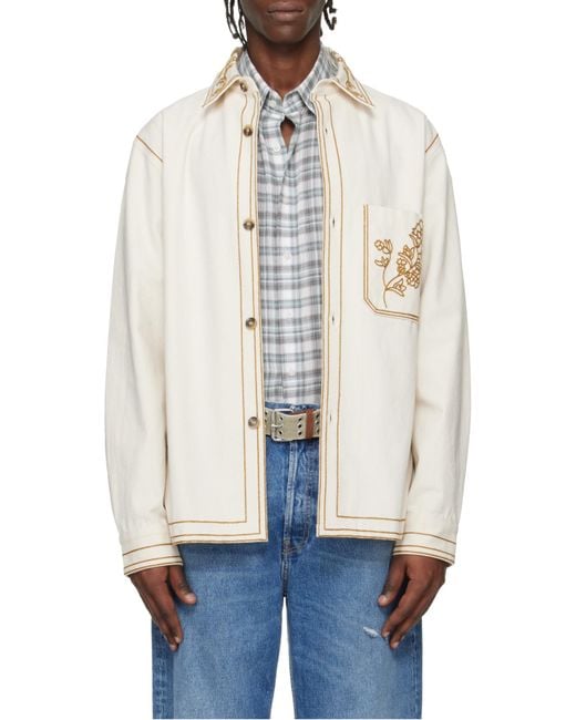 Isabel Marant Natural Rudy Embroidered Shirt for men