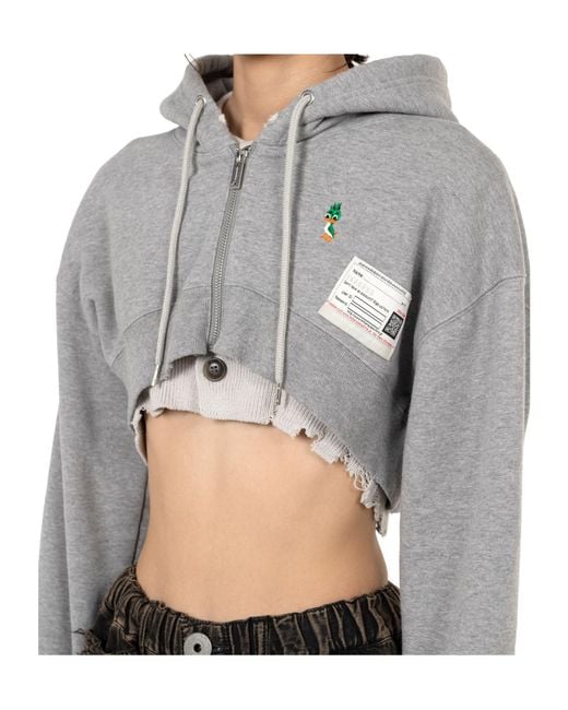 Maison Mihara Yasuhiro Gray Cropped Hoodie