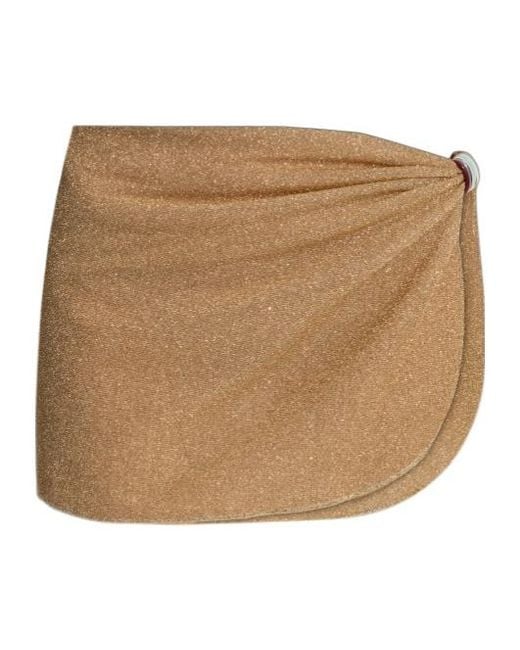 Oseree Brown Ring-Detail Skirt