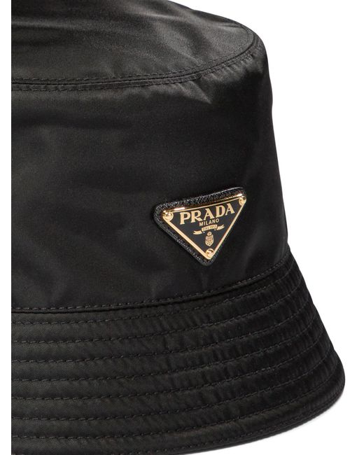 Prada Black Signature Logo Plaque Bucket Hat