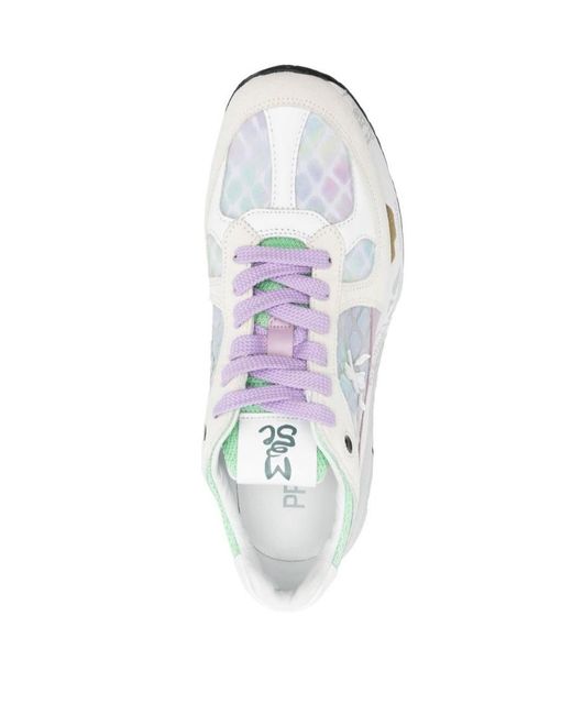 Premiata White Logo Sports Shoes