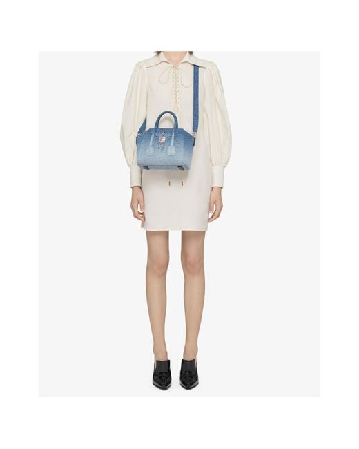 Givenchy Blue Mini Antigona Lock Denim Tote Bag