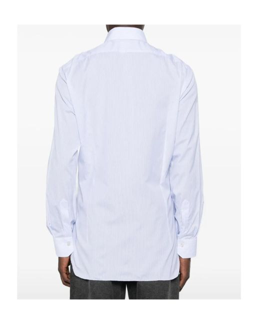 Kiton White Striped Cotton Shirt for men