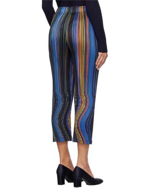 Pleats Please Issey Miyake Blue Pleats Please Issey Miyake Wrap Elasticated Waistband Trousers