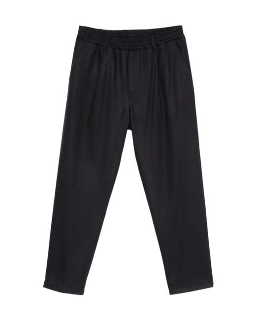 Eleventy Black Pleated Casual Trousers for men