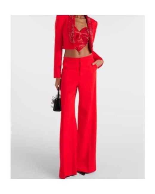 Area Red Embellished Wool Crop Top