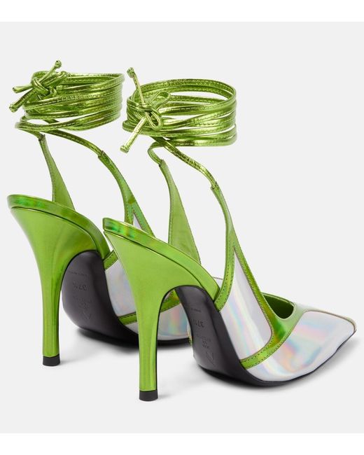 The Attico Green Venus Leather High-Heeled Sandals