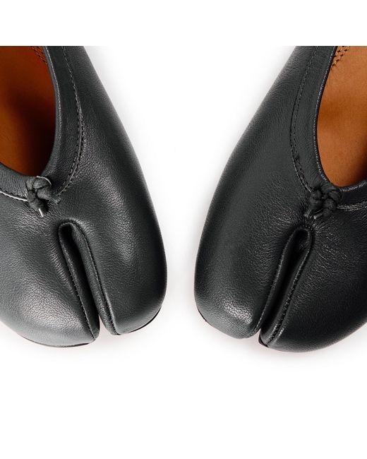 Maison Margiela Black Soft Leather Flat Ballet Shoe