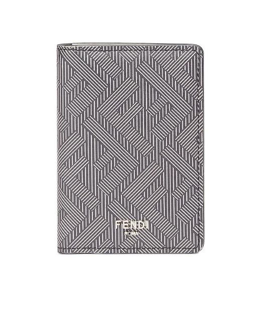 Fendi Gray Shadow Compact Bi-Fold Card Holder for men