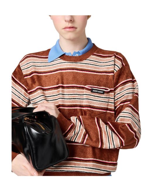 Miu Miu Brown Chenille Stripe Sweater