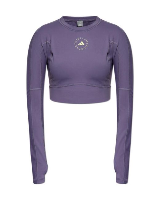 Adidas By Stella McCartney Purple Short Crewneck Training T-Shirt