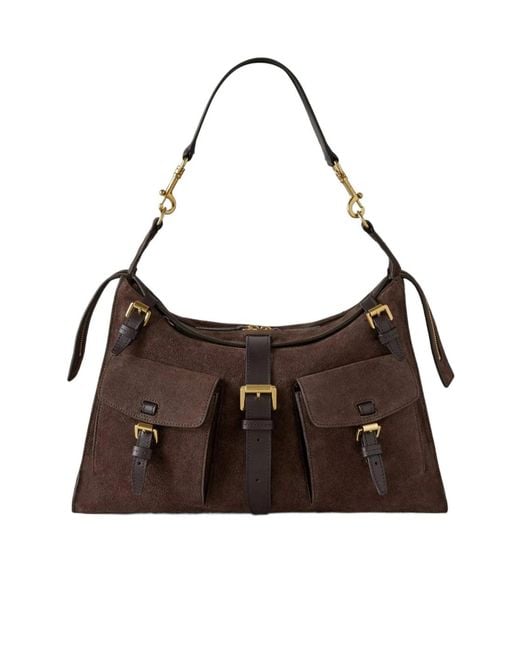 Mulberry Brown Buckled Pocket Shoulder Bag