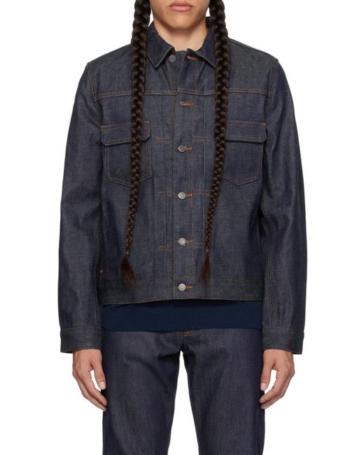 A.P.C. Blue Buttoned Denim Jacket for men