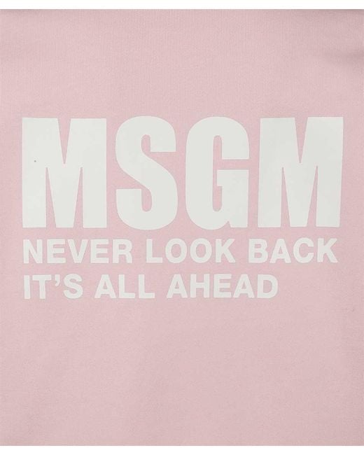 MSGM Pink Logo-Printed Long-Sleeved Crewneck Sweatshirt for men