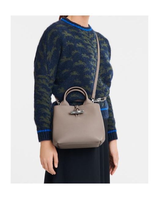 Longchamp Gray Le Roseau S Top Handle Bag