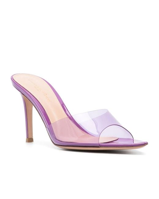 Gianvito Rossi Pink Elle 85Mm Transparent-Strap Mules