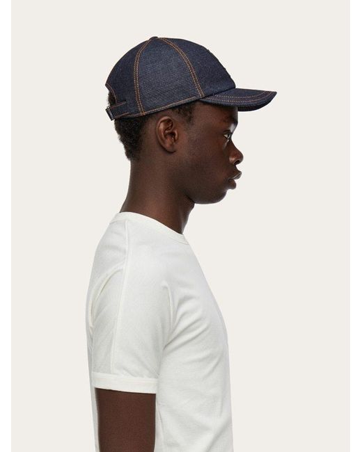 Ferragamo Blue Ferragamo Logo Patch Baseball Cap for men