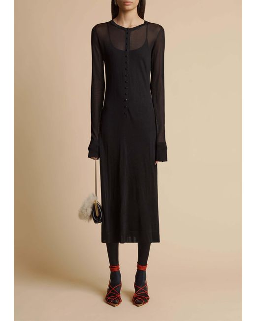 Khaite Black Long-Sleeved Dress