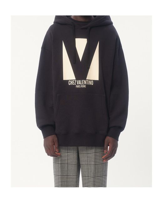 Valentino Black Chez Drawstring Hoodie for men
