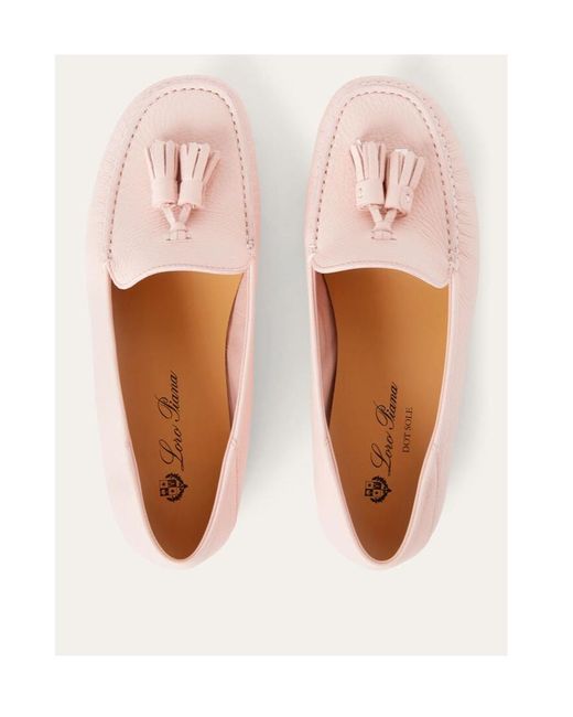 Loro Piana Pink Tassel-Detailed Round Toe Loafers