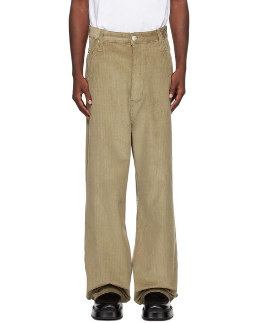 AMI Green Corduroy Straight Trousers for men