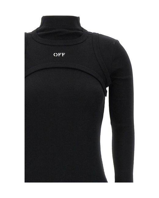 Off-White c/o Virgil Abloh Black Off Stamp Long-Sleeve Ribbed Dress