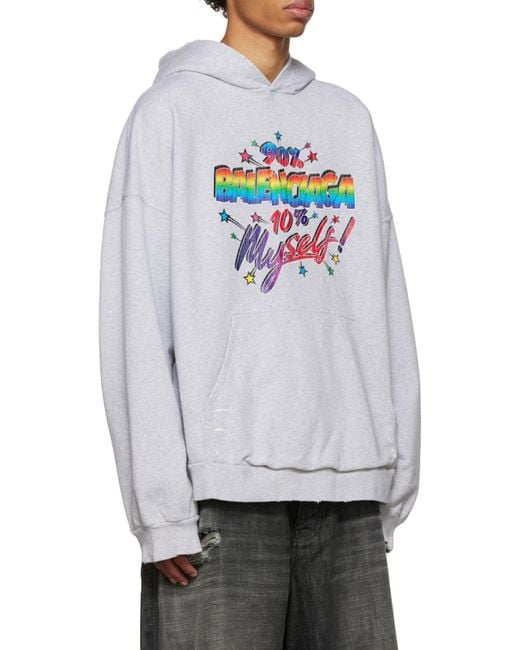 Balenciaga White Graphic Wide-Fit Hoodie for men