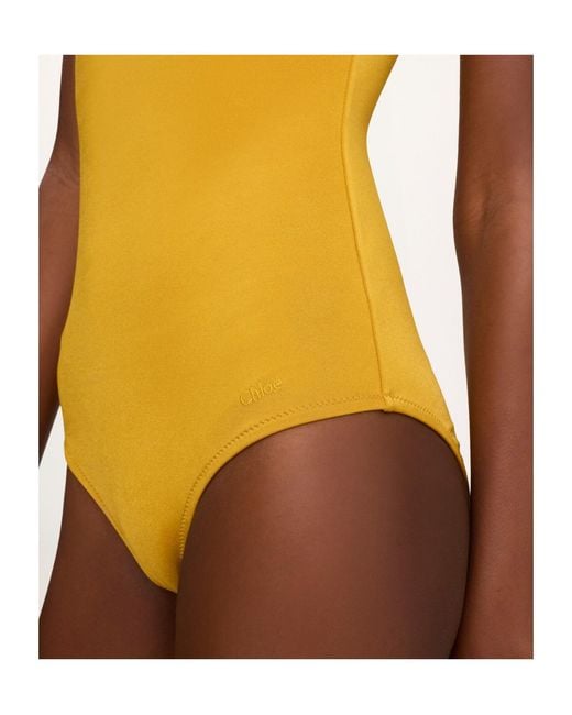Chloé Yellow Chloé Knotted One-Piece Swimsuit