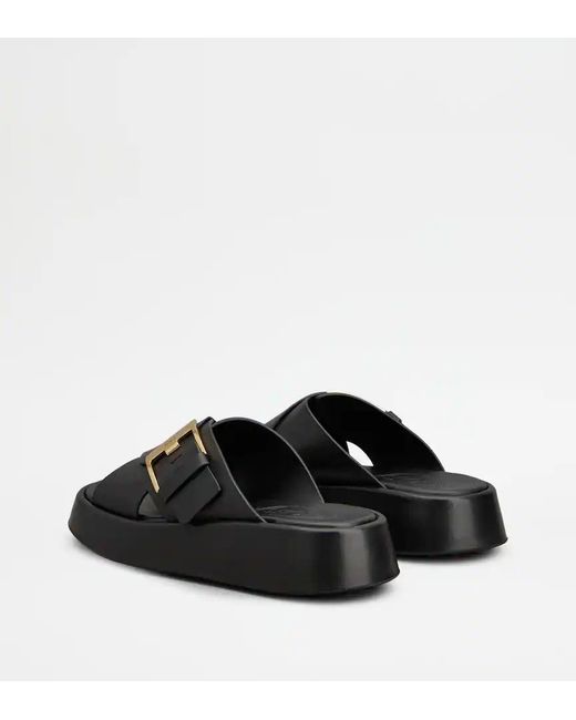 Tod's Black Crossover Strap Sandals