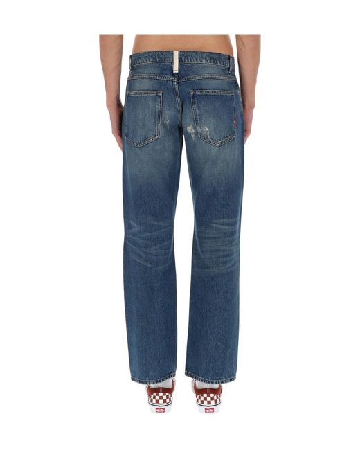 AMISH Blue James Distressed Straight-Leg Jeans for men