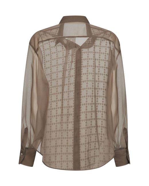 Brunello Cucinelli Brown Long-Sleeved Shirt
