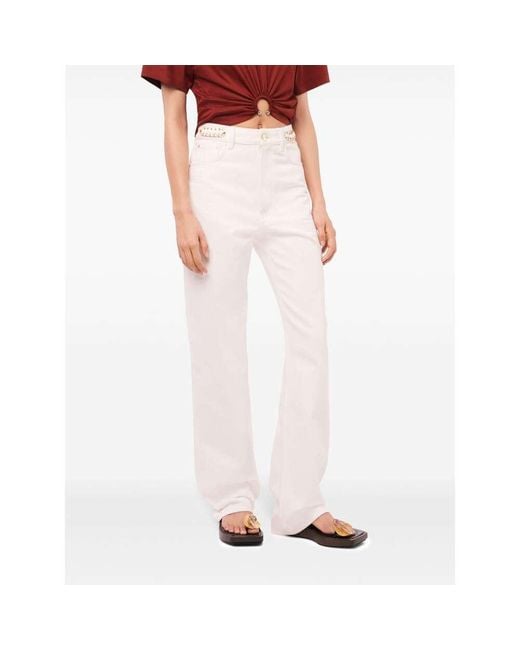 Rabanne White Paillette-Embellished Flared Denim Jeans