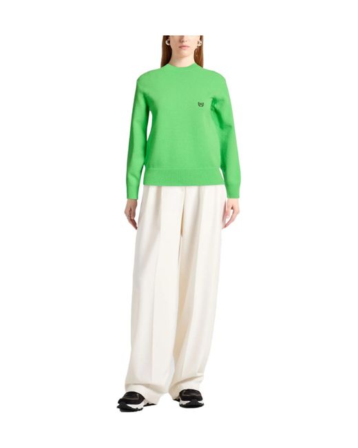 Balenciaga Green Solid-Colored Wool Sweater