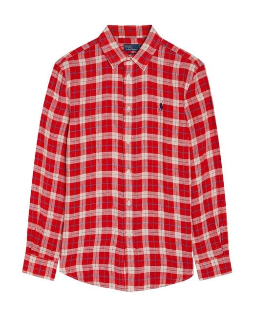 Polo Ralph Lauren Red Plaid Linen Shirt