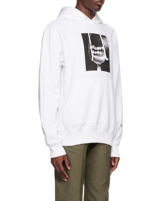 Helmut Lang White Hooded Sweater for men