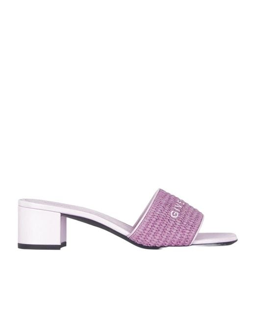 Givenchy Pink Logo Embroidered Woven Slip-On Mules