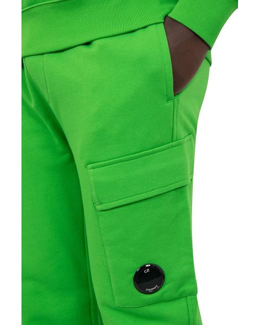 C P Company Green Elastic Waist Sweatpants for men