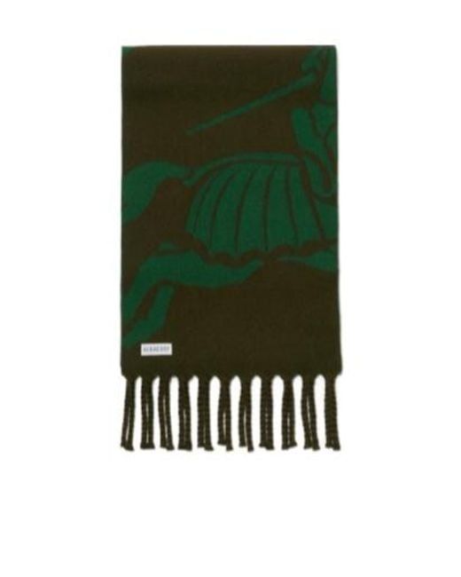 Burberry Green Reversible Knight Wool Scarf