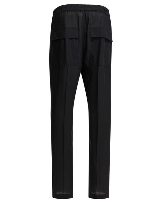 Rick Owens Black Drawstring Slim Trousers for men