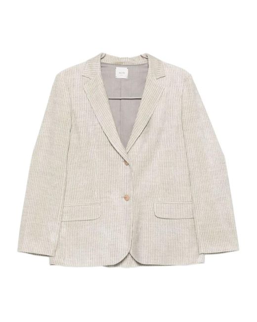 Alysi Natural Single-Breasted Velvet Blazer