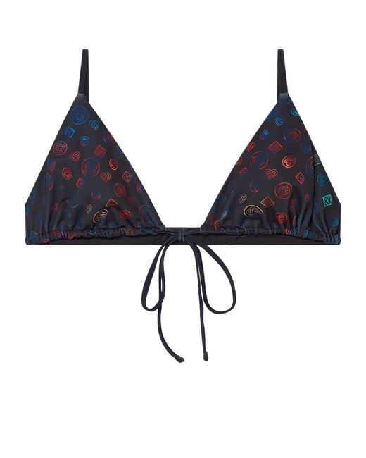 Casablanca Blue Monogram Tie Bikini Top