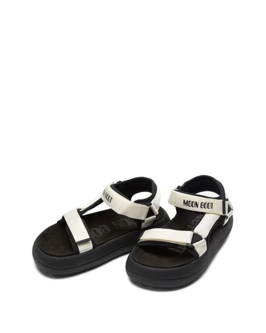 Moon Boot Black Logo-Strap Platform Sandals for men