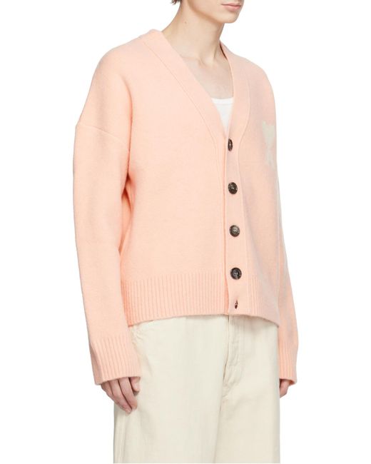 AMI Pink Ami Ami De Coeur Cardigan Cardigan for men