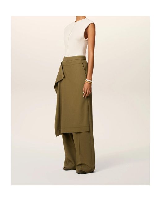 AMI Green Wool Front Panel Large Trousers