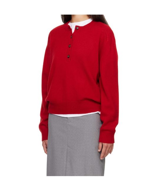 Loulou de Saison Red Four-Button Front Sweater